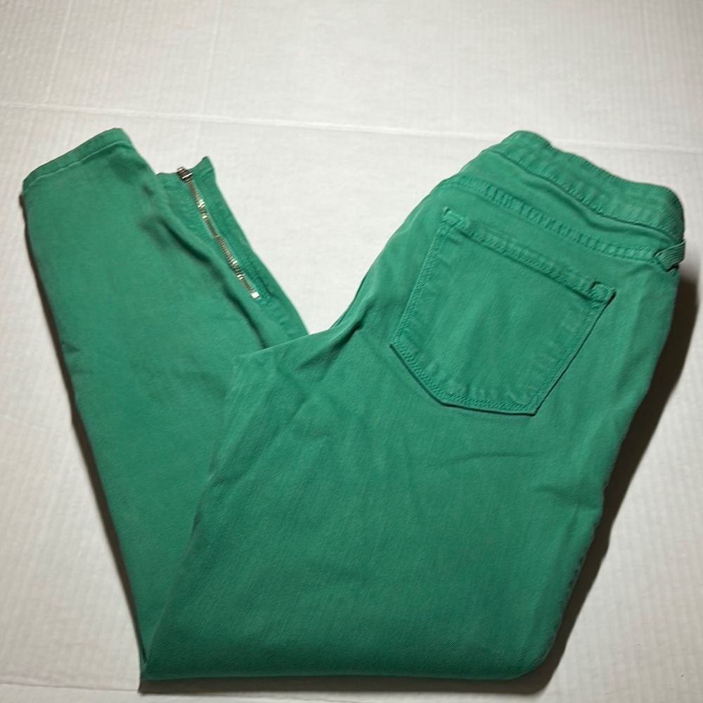 Green Jeans with Ankle Zipper